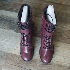Madden Girl Maroon Lace-Up Boots